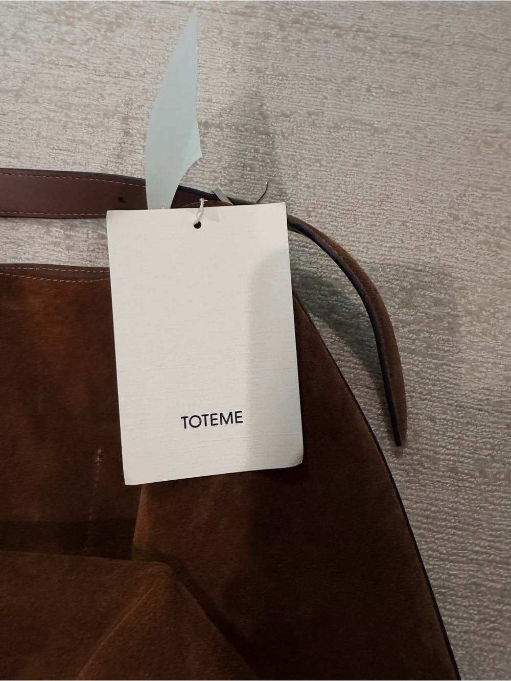 Toteme Large Suede Belted Bag in Cognac Brown - Picture 2 of 11